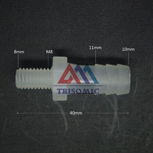 10mm-M8 Straight Connector Plastic pipe Fitting Barbed Connector with thread Material PP Fish Tank Airline Aquarium Pipe joint