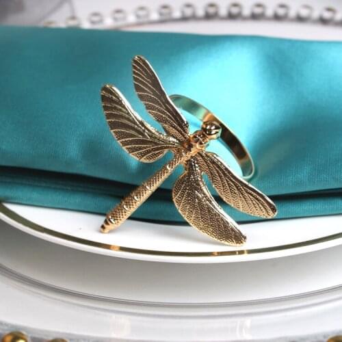 10pcs Nordic style wedding high-grade dumb gold dragonfly napkin buckle napkin ring