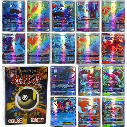 100pcs Pokemon Shining Cards MEGA GX Kaarten Box Children TAKARA TOMY PokéMon Game Battle Trading Card Carte Funny Kids Toy Gift