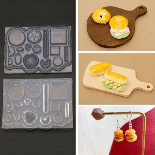 13MC Mini Hamburger Sandwich Food Play Epoxy Resin Mold Hot Dog Tomato 1:12 Small Simulation Food Silicone Molds Craft Tools