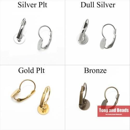 20Pcs=1Lot ! ) Earring Hooks Lever Back Splitring With Pads Gold Silvers Bronze Plated For Jewelry Making EW6