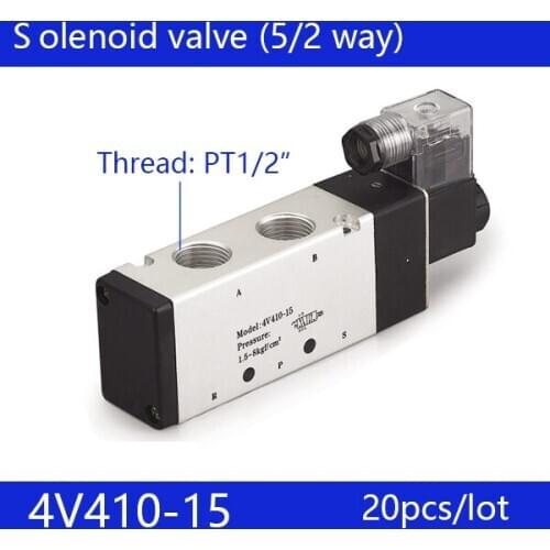 20pcs Free shipping good qualty 5 port 2 position Solenoid Valve 4V410-15,have DC24v,DC12V,AC24V,AC36V,AC220V,AC380V