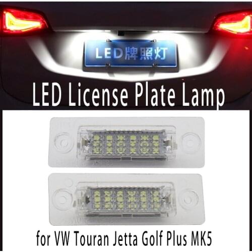 2x White Canbus Error Free LED License Number Plate Light No Error Tail Light Lamp High Power for VW Touran Jetta Golf Plus MK5