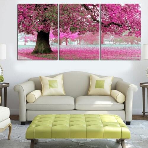 3 pieces canvas painting Pink Cherry Blossom canvas poster print for living room home decoration no frame
