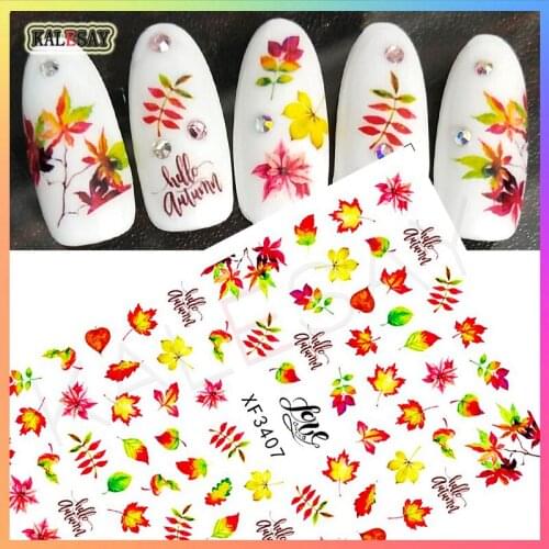 3D Maple Leaf Nail Art Stickers for Manicure Nail Design Decoration Decals Autumn Decor Self Adhesive Designer Nail Stickers