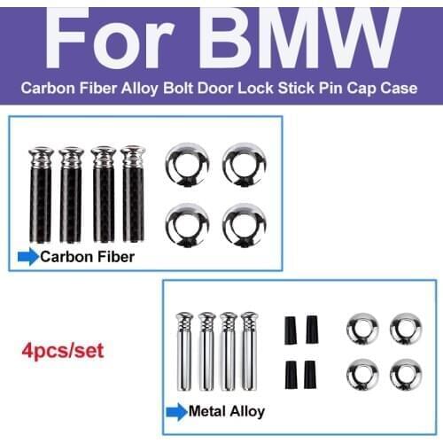 4PCS/set Carbon Fiber Alloy Bolt Door Lock Stick Pin Cap Case for E92 X5 E70 E90 F30 E93 F31 X1 X3 F15 X6 blue white