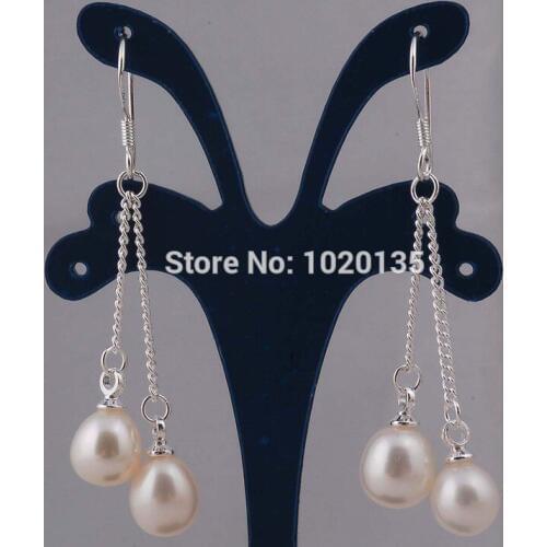 5pairs freshwater pearl rice hook earrings white 6-7mm wholesale bead egg gift hot