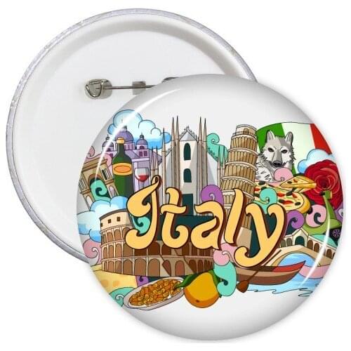 Pisa Milan Cathedral Italy Graffiti Round Pins Badge Button Clothing Decoration Gift 5pcs