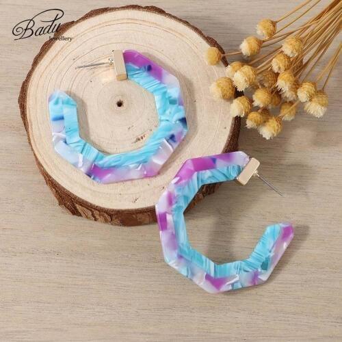 Badu Fashion Creative Women Stud Earrings Acrylic Acetic Acid Punk Colorful Charm Geometric Statement Earrings Jewelry Wholesale