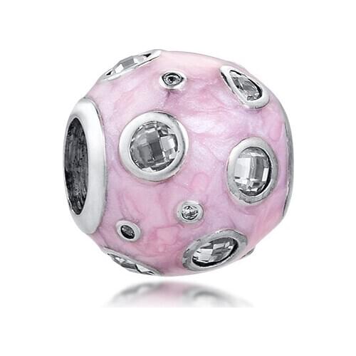 DIY Fits For Pandora Bracelets Pearlescent Pink Dreams Beads 100% Sterling-Silver-Jewelry Charms Free Shipping