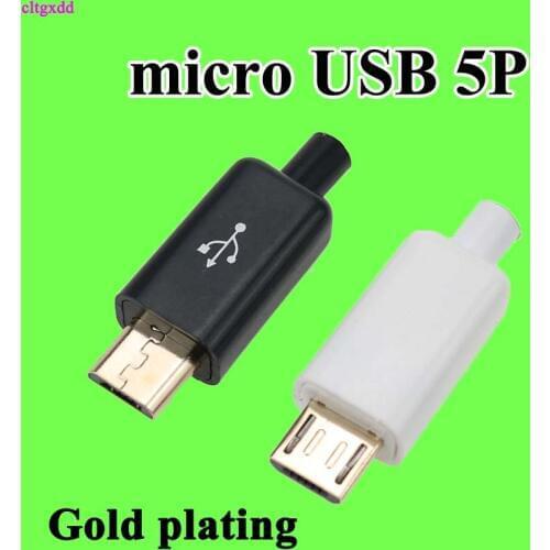 Cltgxdd Micro USB 5Pin Male connector plug Gold plating Black/White welding Data OTG line interface DIY data cable accessories