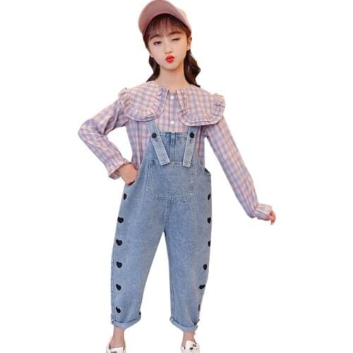 Children Clothes Blouse Heart Jumpsuit Girls Clothing Spring Autumn Kids Clothes Girls Casual Style Kids Clothing 6 8 10 12 14