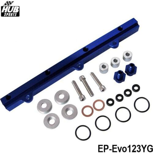 For Mitsubishi EVO123 Top feed Injector Fuel Rail Turbo Kit Blue Aluminium Billet HQ Jdm HU-Evo123YG