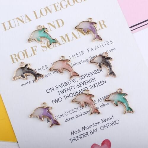 Double-sided pearl Dolphin diy Korean jewelry accessories KC gold alloy small pendant bracelet pendant