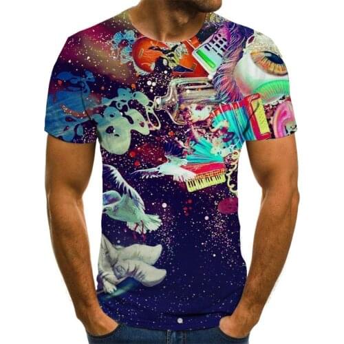 Giyu Brand Astronaut T-shirt Men Galaxy Tshirts Casual Colorful Shirt Print Art Anime Clothes Short Sleeve summer Printed Style