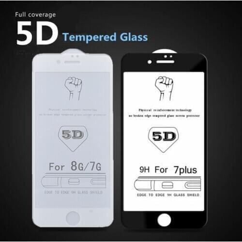 Hopeboth 50pcs Hardness Anti-Scratch 5D Screen Protector for iPhone XS MAX XR 6 6s 8 8P 7 7P X Full Cover Curved Tempered Glass