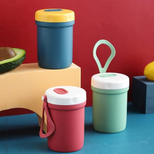 INS Style Breakfast Soup Cup with spoons portable Sealed Leakproof Lunchbox Container Meal Box Microwavable 300ml Lunch Boxes