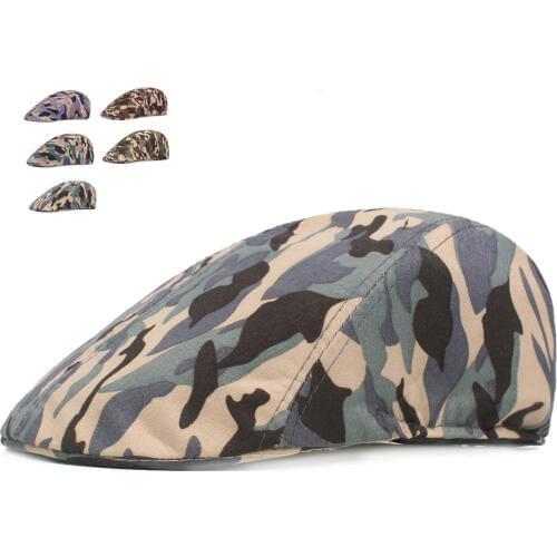 Camouflage Peaked Cap Summer Berets for Men Casual Cotton Caps Men and Women British Style Visors Sun Hats Adult Flat Casquette
