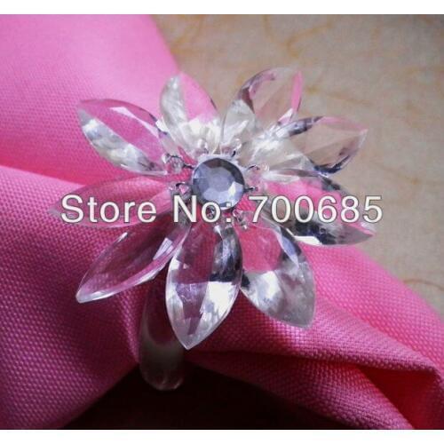 Napkin rings clear acrylic flower, napkin holder