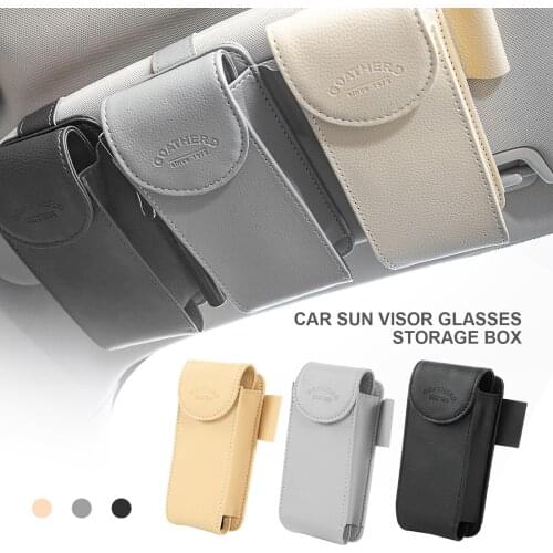 Leather Car Sun Visor Point Pocket Organizer Bag Card Glasses Storage Holder Car-styling IC Card Holder Sunshade Bag