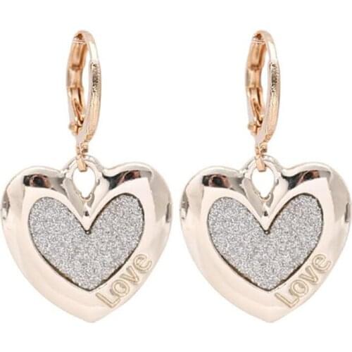Creative Heart Shaped Earrings for Women Multi Color Lady Party Frosted Earrings Retro Jewelry Gift