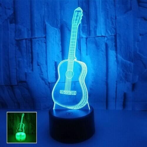 Creative LED Night Light 7 Color Changing 3D Guitar Shape Touch Lamp Decorative Desk Lamps Home Decoration