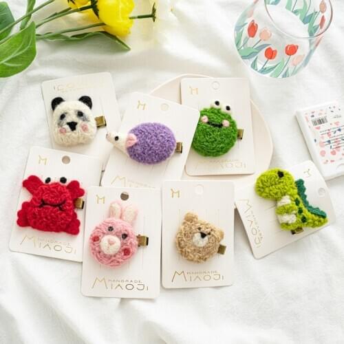 Kawaii Duckbill Clip Girl Cute Cartoon Animal Hair Clip Kids Hair Accessories 3D Panda Frog Bunny Crab Bear Dinosaur Pattern