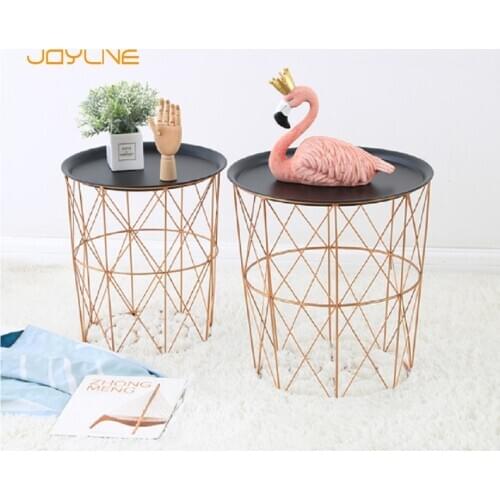 JOYLIVE Minimalist Furniture Computer TV Tray Metal Coffee Table Living Room Sofa Side Table Storage Basket Console Table