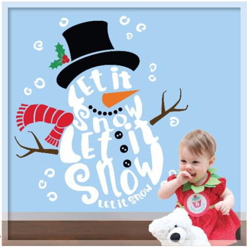 Let it snow Quote Wall Decal Art Vinyl Snowman Wall Sticker Kids Room Diy Adhesive Mural Home Decor Glass Window Decals NewLC148