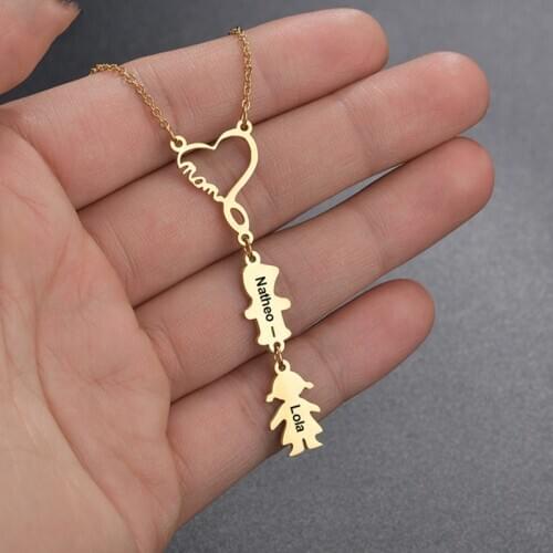 Nextvance Stainless Steel Mom Boy Girl Pendant Customized NamePlate Necklace Personalized Jewelry Engrave Name For Children