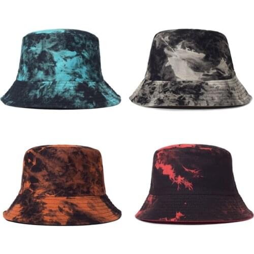 Bucket Hat Double-sided Wearing Cap Tie-dyed Bucket Hats Women Street Wear Femme Summer Sun Protection For Adults