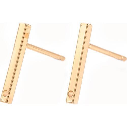 PandaHall 200pc 12.5x1.5mm Metal Brass Ear Studs Earrings Jewelry Accessories Findings Earings Components Rectangle Wholesale