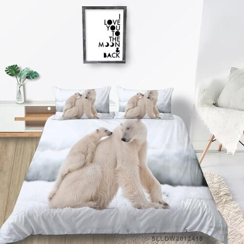 Animal Series Bedding Set Polar Bear Family 3D Duvet Cover Set King Single Double Twin Full Queen Glacier Bed Set Bears Print