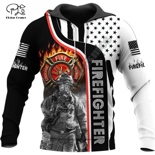 PLstar Cosmos Amazing Cool Firefighter Fireman 3D Print Hoodies Sweatshirts Zip Hooded For Men And Women Casual Streetwear Q42