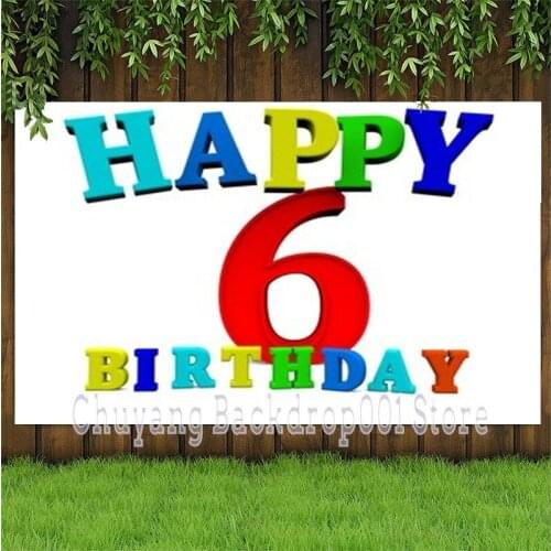 Photo Studio Props Vinyl Photography Backdrop Sixth Birthday Balloon Ribbon Decor Six Year Old 6st Birthday Decoration