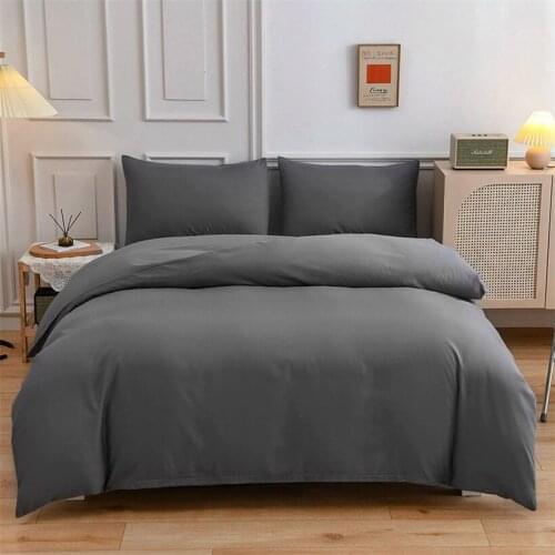Luxury Solid Bedding Duver Cover Set Gray White Bedclothes Comforter Cover Queen King Size Microfiber Quilt Cove Bed Linen Sheet