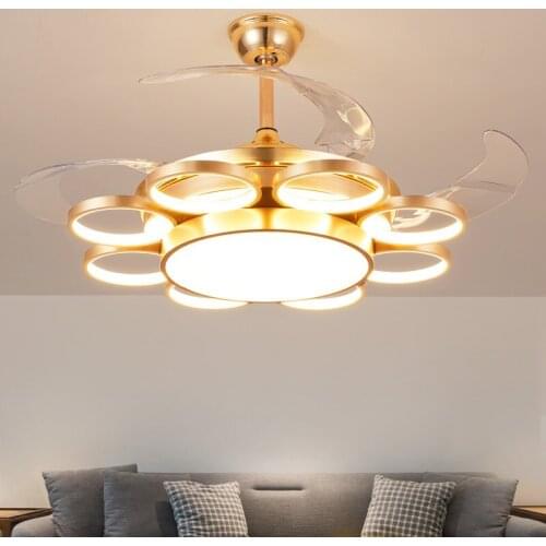 Light Luxury Living Room Invisible CeilingFan Light Nordic Restaurant Fan Light Modern Minimalist American BedroomFan Chandelier