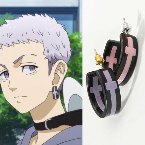 Tokyo Avengers Anime Characters Simple Geometric Circle Single Earrings ACGN Exhibition Accessories Men Women Jewelry Gifts