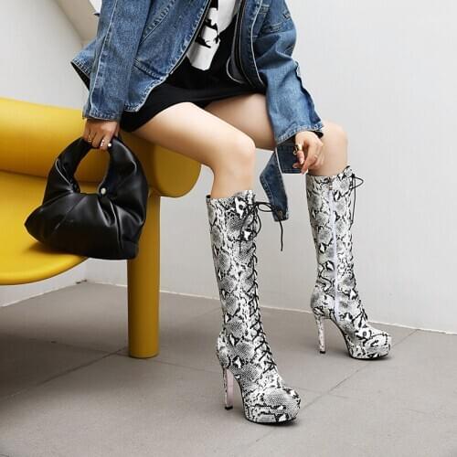 Women Knee High Boots Winter And Autumn Knee High Shoes Big Size Black Genuine Pu Women Zipper Round Toe Boots 35 38 34 48 46 45