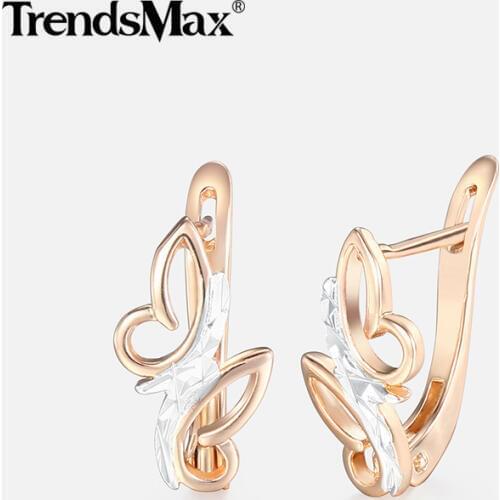 Clear Cubic Zirconia Butterfly Earrings For Women Girls 585 Rose Gold Woman Earrings Wholesale Jewelry Valentines Gifts KGE95