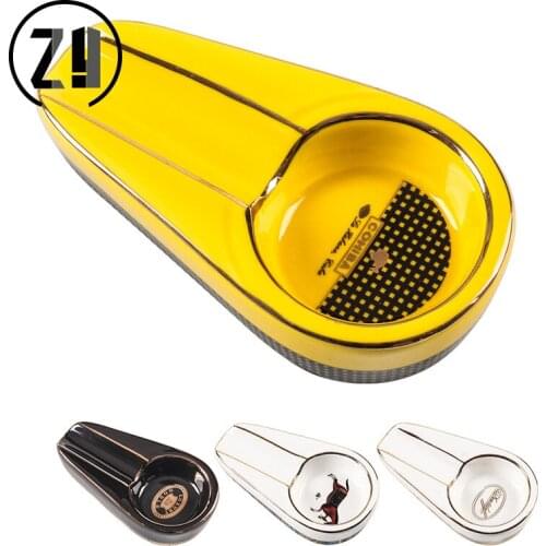 1pc Ceramic Cigar Ashtray Ash Tray Single Cigar Holder COHIBA Portable Gift For Men