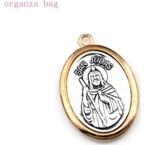 10Pcs 30x44.8mm Two-tone San Judas Tadeo Charm Pendants Religion DIY Jewelry Fit Pendants Necklace Christmas gift A-561