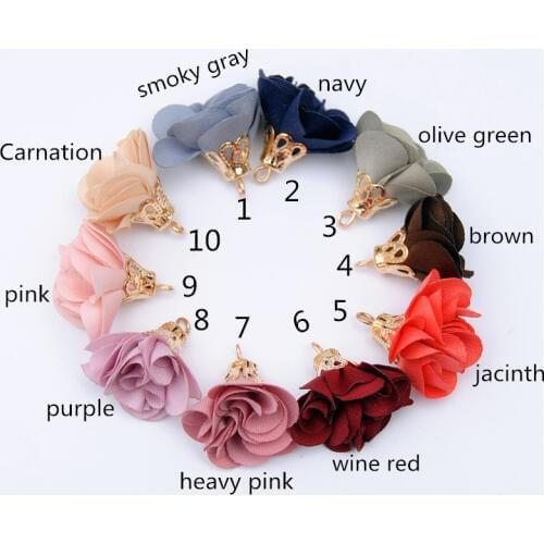 10pcs South Korea cloth Burning edges Petal flower tassels accessories Diy earrings Bag hanging jewelry accessories