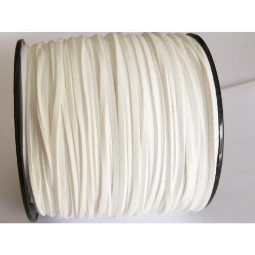 100 Yards White Faux Suede Flat Leather Cord Lace String 3mm