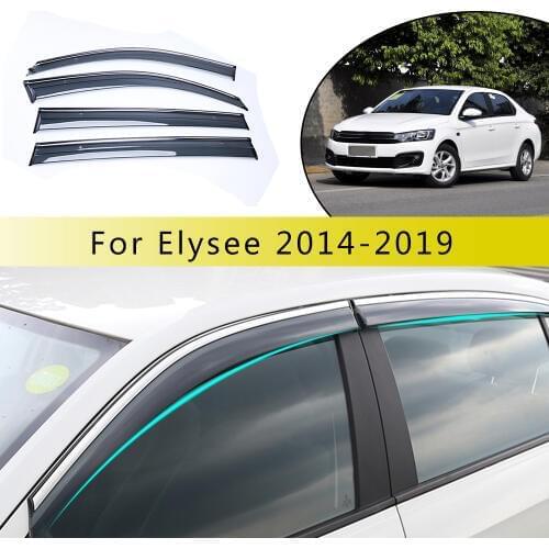 Car Styling Smoke Window Sunny visor For C-Elysee 2014-2018 Sun Rain Visor Deflectors Guard For Peugeot 301 Accessories 4PCs