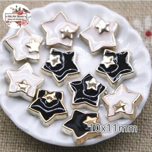 50pcs 11mm star delicate white/black Buttons Home Garden Crafts Cabochon Scrapbooking DIY Accessories
