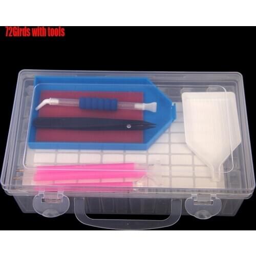 72Girds with tools Storage Box Plastic Holder For jewelry Rings Rhinestone Diamond Painting Organizer Transparent Display gift