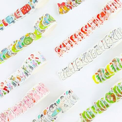 80PCS/roll Kawaii Animal Washi Tape DIY Scrapbook Diary Hand Account Decoration Cute Tape Paper Student Stationery Stickers