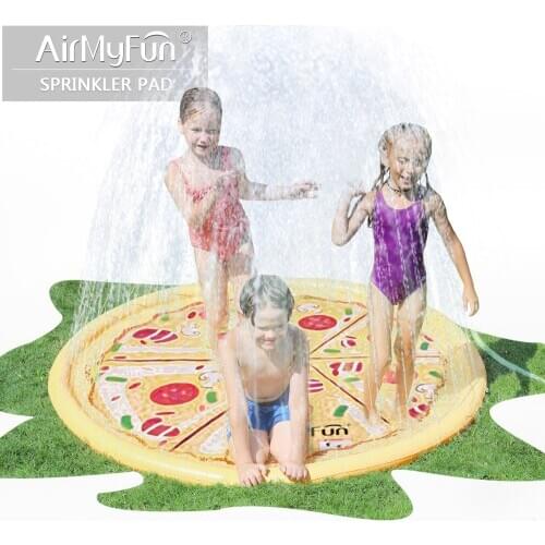 AirMyFun Pizza Sprinkle & Splash Play Mat, Fun Outdoor Party Sprinkler Toy for Kids, Splash Pad Sprinkler for Toddlers Playing W