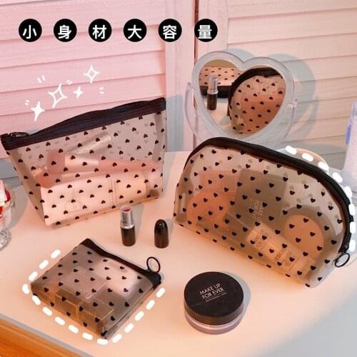 Bentoy Milkjoy Heart Cosmetic Cases Cute Girls Transperant Makeup Bag Women Travel Wash Bag Home Storage Case Coin Purse Wallet